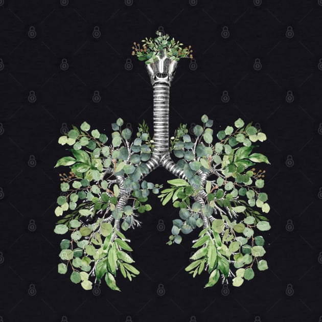 Lung Anatomy,  green leaves, Cancer Awareness by Collagedream